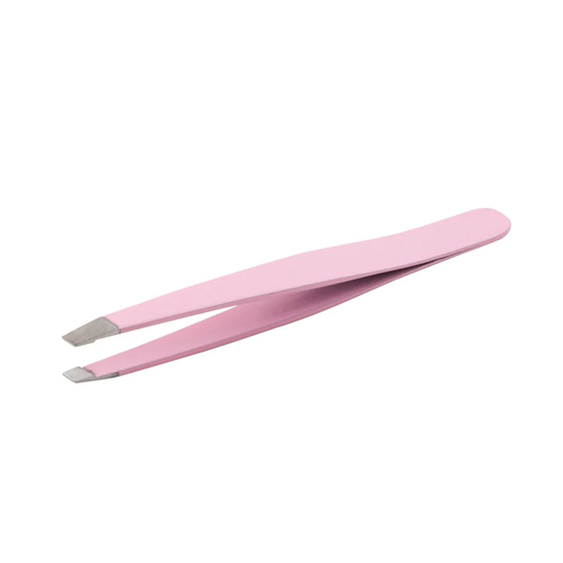 PINK SLANTED TIP EYEBROW TWEEZERS - T44