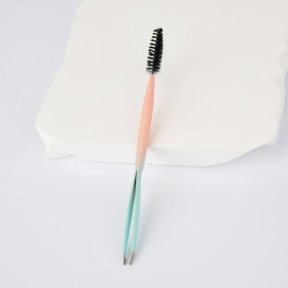 DUAL-END EYEBROW TWEEZERS WITH SPOOLIE