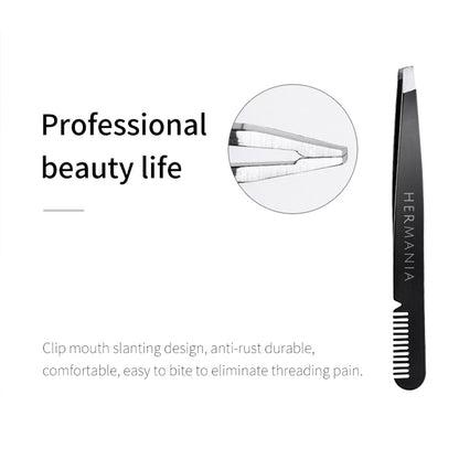 DUAL-END EYEBROW TWEEZERS WITH COMB